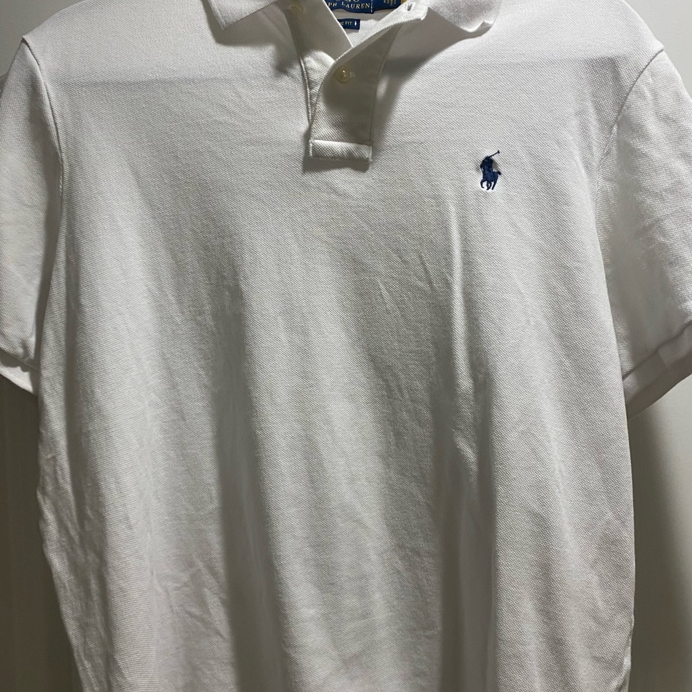 Ralph Lauren White Polo Shirt with Blue Logo